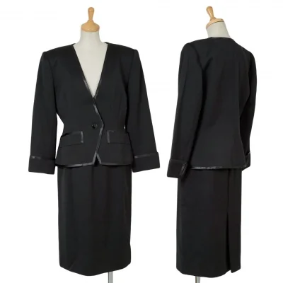 ジバンシィGIVENCHY パイピングノーカラーウールセットアップスーツ 黒