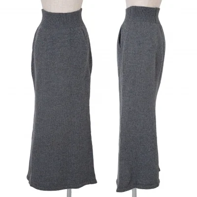 ワイズY's ミックスニットスカート 杢水色ベージュ