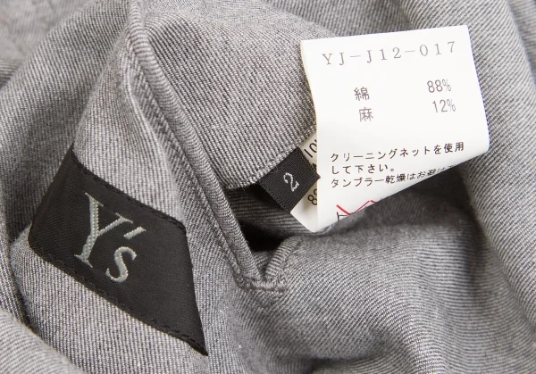 【SALE】ワイズY's コットンリネンジャケット グレー2 K-65430_015