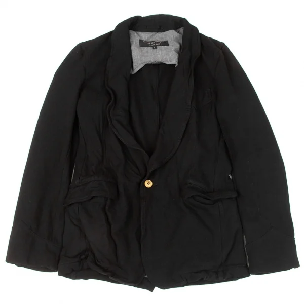 【SALE】コムデギャルソン オムプリュスCOMME des GARCONS HOMME PLUS 製品染めエステルショールカラージャケット 黒S K-65548_001