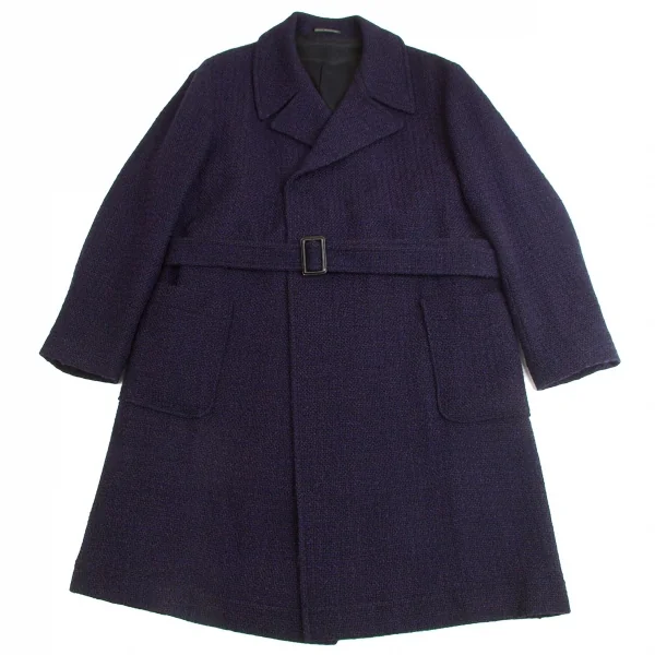 【SALE】ヨウジヤマモト プールオムYohji Yamamoto POUR HOMME ブッチャーツイードスナップボタンコート 紫3 K-65656_001