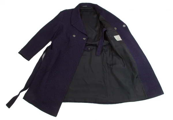 【SALE】ヨウジヤマモト プールオムYohji Yamamoto POUR HOMME ブッチャーツイードスナップボタンコート 紫3 K-65656_010
