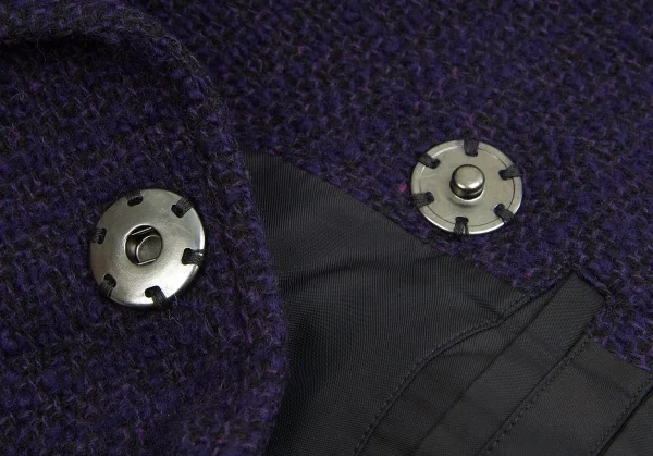 【SALE】ヨウジヤマモト プールオムYohji Yamamoto POUR HOMME ブッチャーツイードスナップボタンコート 紫3 K-65656_011