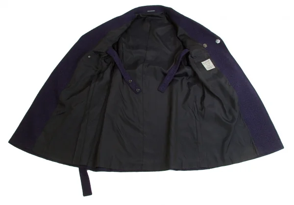 【SALE】ヨウジヤマモト プールオムYohji Yamamoto POUR HOMME ブッチャーツイードスナップボタンコート 紫3 K-65656_012