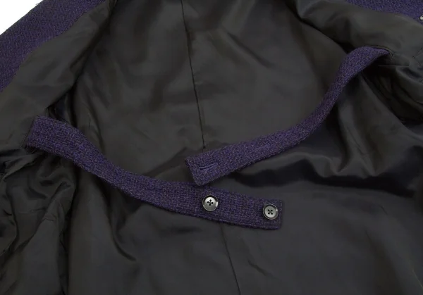 【SALE】ヨウジヤマモト プールオムYohji Yamamoto POUR HOMME ブッチャーツイードスナップボタンコート 紫3 K-65656_013