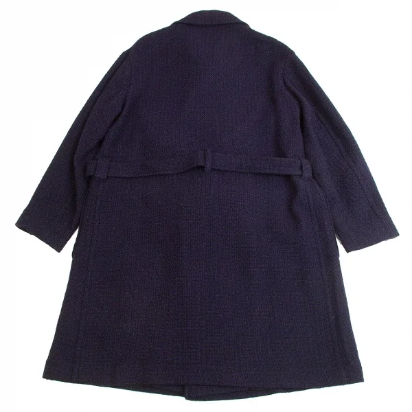 【SALE】ヨウジヤマモト プールオムYohji Yamamoto POUR HOMME ブッチャーツイードスナップボタンコート 紫3 K-65656_014