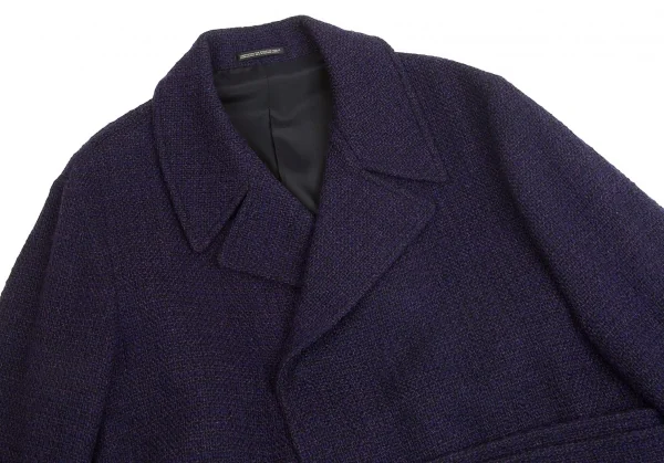 【SALE】ヨウジヤマモト プールオムYohji Yamamoto POUR HOMME ブッチャーツイードスナップボタンコート 紫3 K-65656_002
