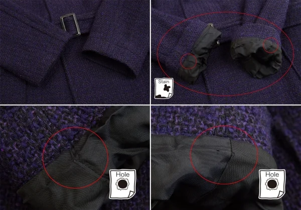 【SALE】ヨウジヤマモト プールオムYohji Yamamoto POUR HOMME ブッチャーツイードスナップボタンコート 紫3 K-65656_005