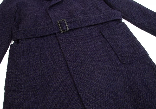 【SALE】ヨウジヤマモト プールオムYohji Yamamoto POUR HOMME ブッチャーツイードスナップボタンコート 紫3 K-65656_006