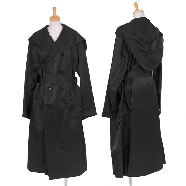 【SALE】ワークショップWORK SHOP ナイロンサテンフーデッドコート 黒M位 K-65737_001