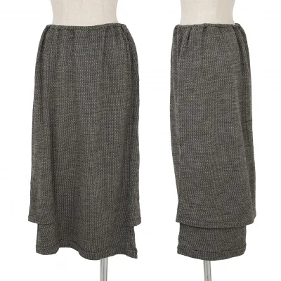 トリココムデギャルソンtricot COMME des GARCONS ウールドビーストライプディープデザインスカート 黒グレー