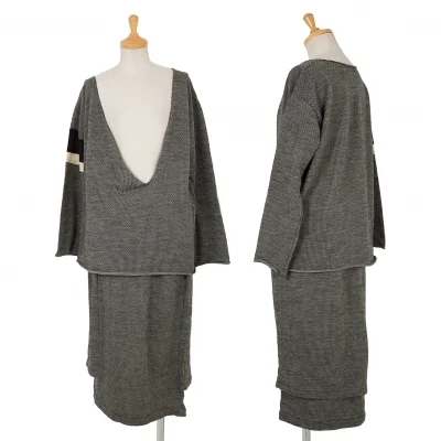 トリココムデギャルソンtricot COMME des GARCONS ウールドビーストライプセットアップ 黒グレー