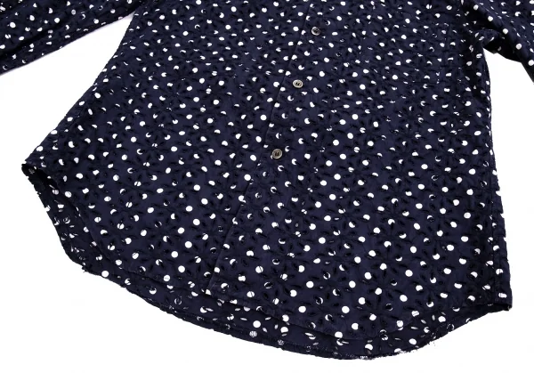 【SALE】コムコム コムデギャルソンCOMME des GARCONS ドットプリントエンブロイダリーレースラウンドカラーシャツ 紺白S K-65852_013