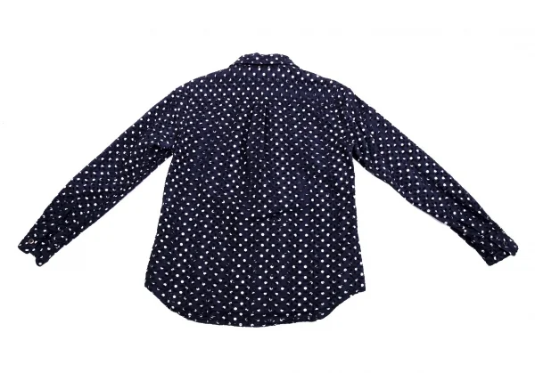 【SALE】コムコム コムデギャルソンCOMME des GARCONS ドットプリントエンブロイダリーレースラウンドカラーシャツ 紺白S K-65852_015