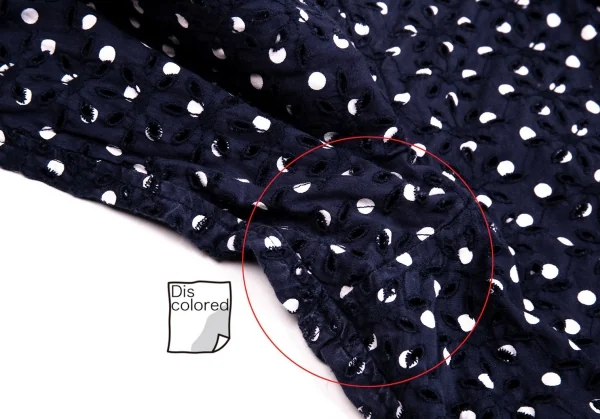 【SALE】コムコム コムデギャルソンCOMME des GARCONS ドットプリントエンブロイダリーレースラウンドカラーシャツ 紺白S K-65852_004