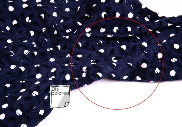 【SALE】コムコム コムデギャルソンCOMME des GARCONS ドットプリントエンブロイダリーレースラウンドカラーシャツ 紺白S K-65852_005