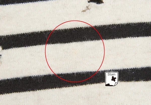 【SALE】ワイズ レッドレーベルY's red Label コットンリネンクラッシュデザインボーダーカットソー 黒オフ2 K-65912_011