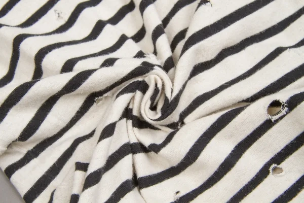 【SALE】ワイズ レッドレーベルY's red Label コットンリネンクラッシュデザインボーダーカットソー 黒オフ2 K-65912_016