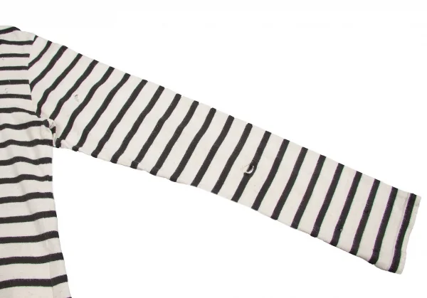 【SALE】ワイズ レッドレーベルY's red Label コットンリネンクラッシュデザインボーダーカットソー 黒オフ2 K-65912_005