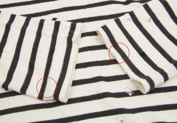 【SALE】ワイズ レッドレーベルY's red Label コットンリネンクラッシュデザインボーダーカットソー 黒オフ2 K-65912_006