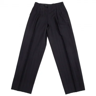 コムデギャルソン オムCOMME des GARCONS HOMME ウールシャドーストライプツータックパンツ 濃紺