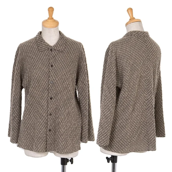 【SALE】ヨーガンレールJURGEN LEHL カシミヤシルクバイアスチェックニットセットアップ ベージュ黒M K-66080_002