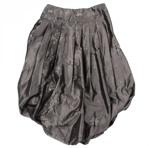 【SALE】イッセイミヤケ ハートISSEY MIYAKE HaaT ポリシルクジャガードバルーンスカート 玉虫グレー2 K-66193_002