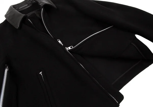 Yohji Yamamoto POUR HOMME Leather Shift Wool Jacket K-66227_014