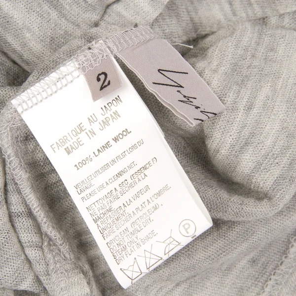 【SALE】ヨウジヤマモト ファムYohji Yamamoto FEMME ネックデザインウール半袖カーディガン 杢グレー2 K-66252_014
