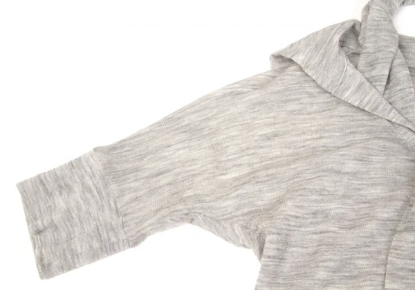 【SALE】ヨウジヤマモト ファムYohji Yamamoto FEMME ネックデザインウール半袖カーディガン 杢グレー2 K-66252_005