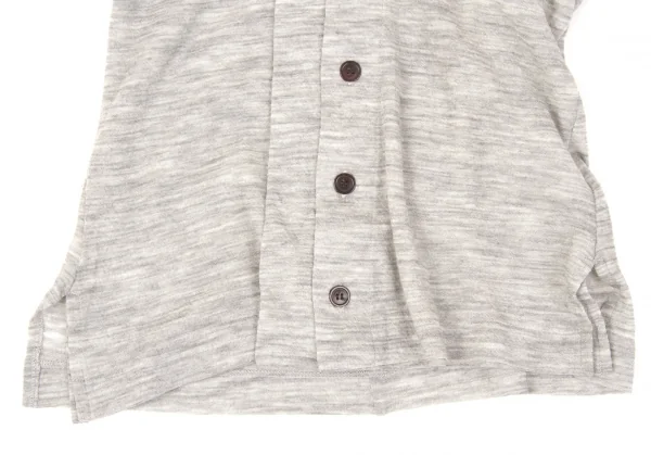 【SALE】ヨウジヤマモト ファムYohji Yamamoto FEMME ネックデザインウール半袖カーディガン 杢グレー2 K-66252_006