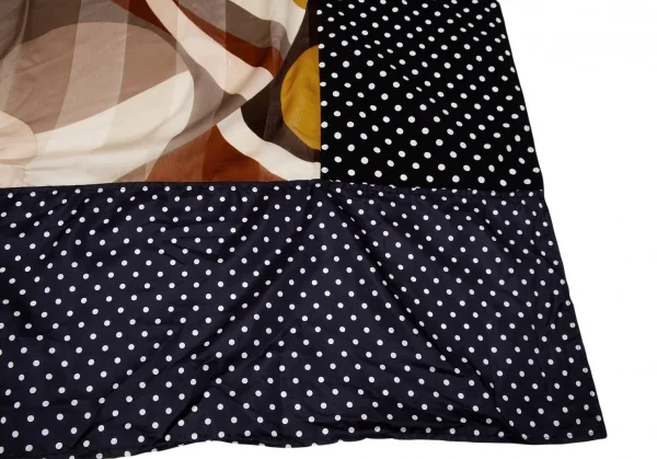 【SALE】コムデギャルソンCOMME des GARCONS ヴィンテージ幾何学切替ドットスカーフ 紺黒カラシ他 K-66297_007