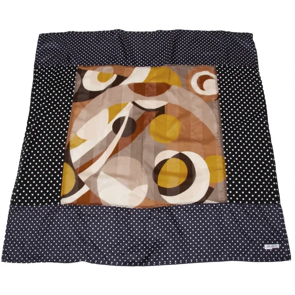 【SALE】コムデギャルソンCOMME des GARCONS ヴィンテージ幾何学切替ドットスカーフ 紺黒カラシ他 K-66297_008
