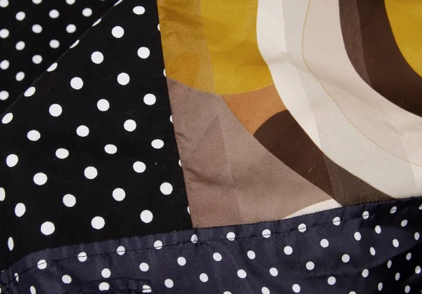 【SALE】コムデギャルソンCOMME des GARCONS ヴィンテージ幾何学切替ドットスカーフ 紺黒カラシ他 K-66297_009