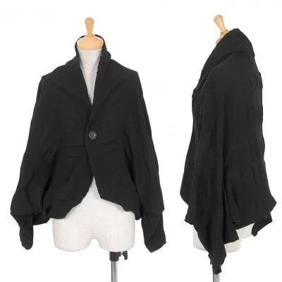 ワイズY’s 縮ウールストライプデザイン1Bポンチョ 黒