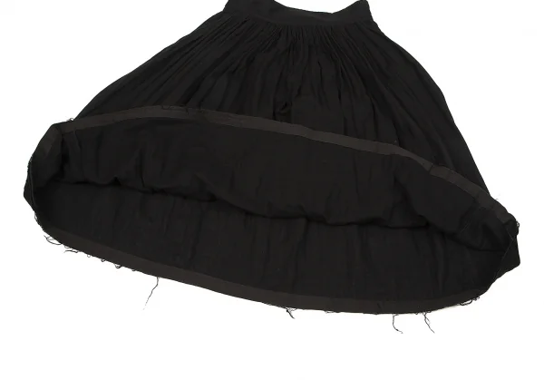 【SALE】ワイズY’s 裾断ち切りコットンギャザースカート 黒2 K-66316_010