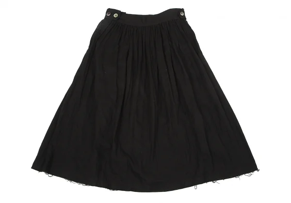 【SALE】ワイズY’s 裾断ち切りコットンギャザースカート 黒2 K-66316_011