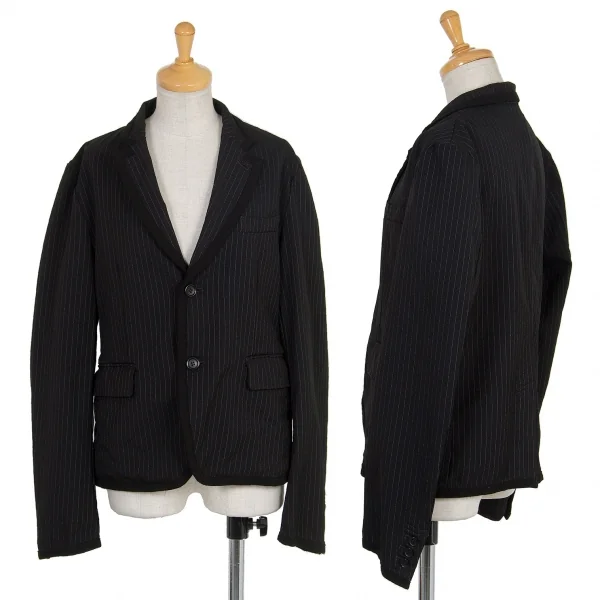【SALE】ブラック コムデギャルソンBLACK COMME des GARCONS製品染めパイピングストライプジャケット 黒M K-66476_001