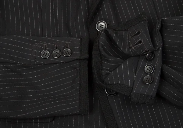 【SALE】ブラック コムデギャルソンBLACK COMME des GARCONS製品染めパイピングストライプジャケット 黒M K-66476_011