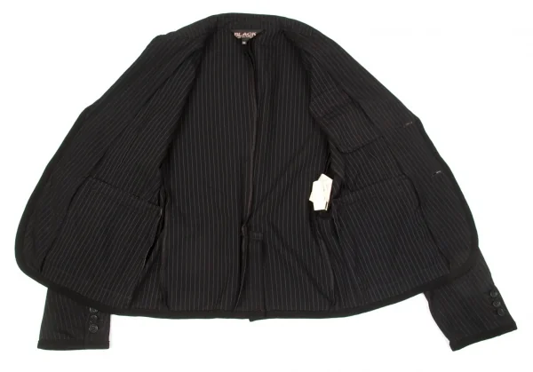 【SALE】ブラック コムデギャルソンBLACK COMME des GARCONS製品染めパイピングストライプジャケット 黒M K-66476_012