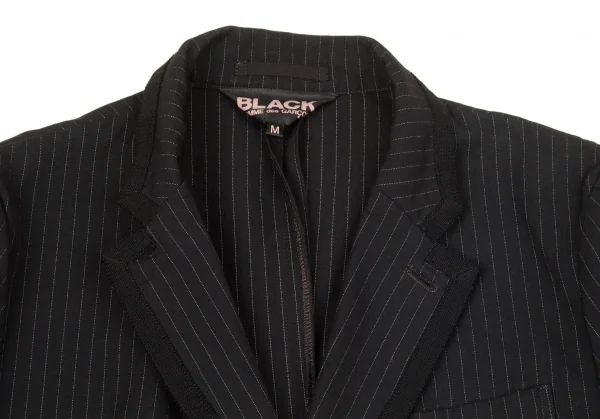 【SALE】ブラック コムデギャルソンBLACK COMME des GARCONS製品染めパイピングストライプジャケット 黒M K-66476_003