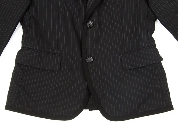 【SALE】ブラック コムデギャルソンBLACK COMME des GARCONS製品染めパイピングストライプジャケット 黒M K-66476_008