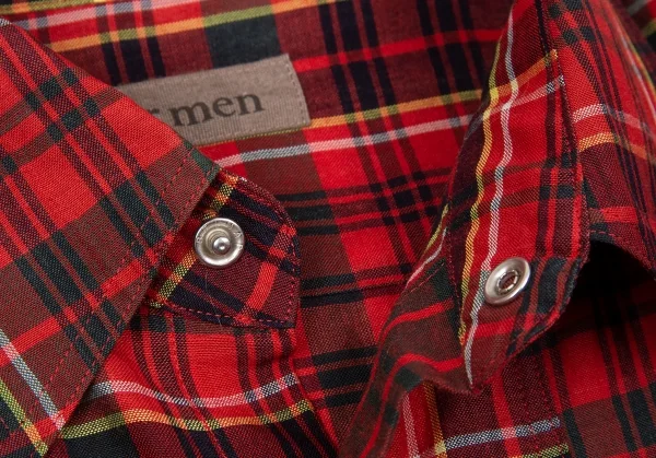 【SALE】ワイズフォーメンY’s for men タータンチェックリネンレーヨンシャツ 赤3 K-66553_005