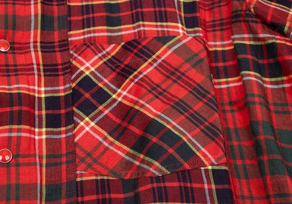 【SALE】ワイズフォーメンY’s for men タータンチェックリネンレーヨンシャツ 赤3 K-66553_007