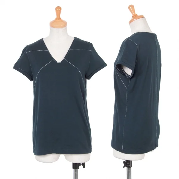 【SALE】イッセイミヤケISSEY MIYAKE 切り替えステッチTシャツ 紺2 K-66570_001