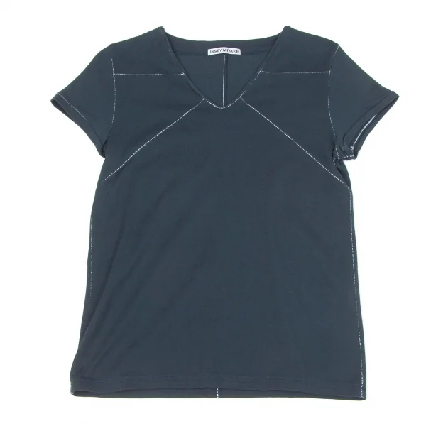 【SALE】イッセイミヤケISSEY MIYAKE 切り替えステッチTシャツ 紺2 K-66570_002