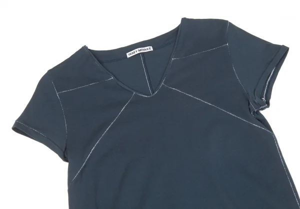 【SALE】イッセイミヤケISSEY MIYAKE 切り替えステッチTシャツ 紺2 K-66570_003