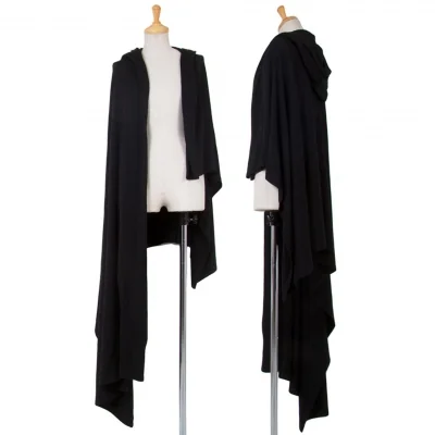 レギュレーション ヨウジヤマモトREGULATION yohji yamamoto ウール天竺アシンメトリーフーデッドマント