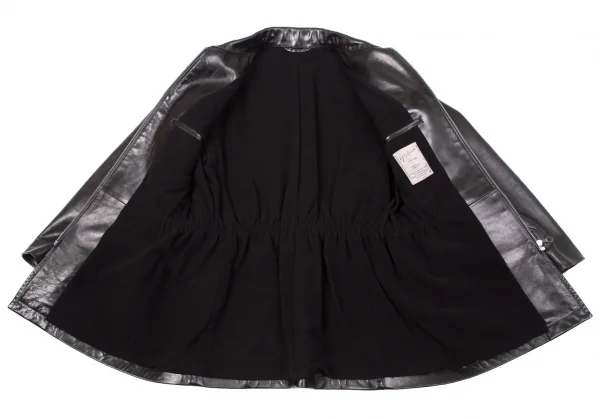 【SALE】ヨウジヤマモト プールオムYohji Yamamoto POUR HOMMEカウレザーririジップハーフコート 黒M K-66638_014