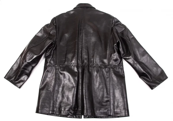 【SALE】ヨウジヤマモト プールオムYohji Yamamoto POUR HOMMEカウレザーririジップハーフコート 黒M K-66638_015